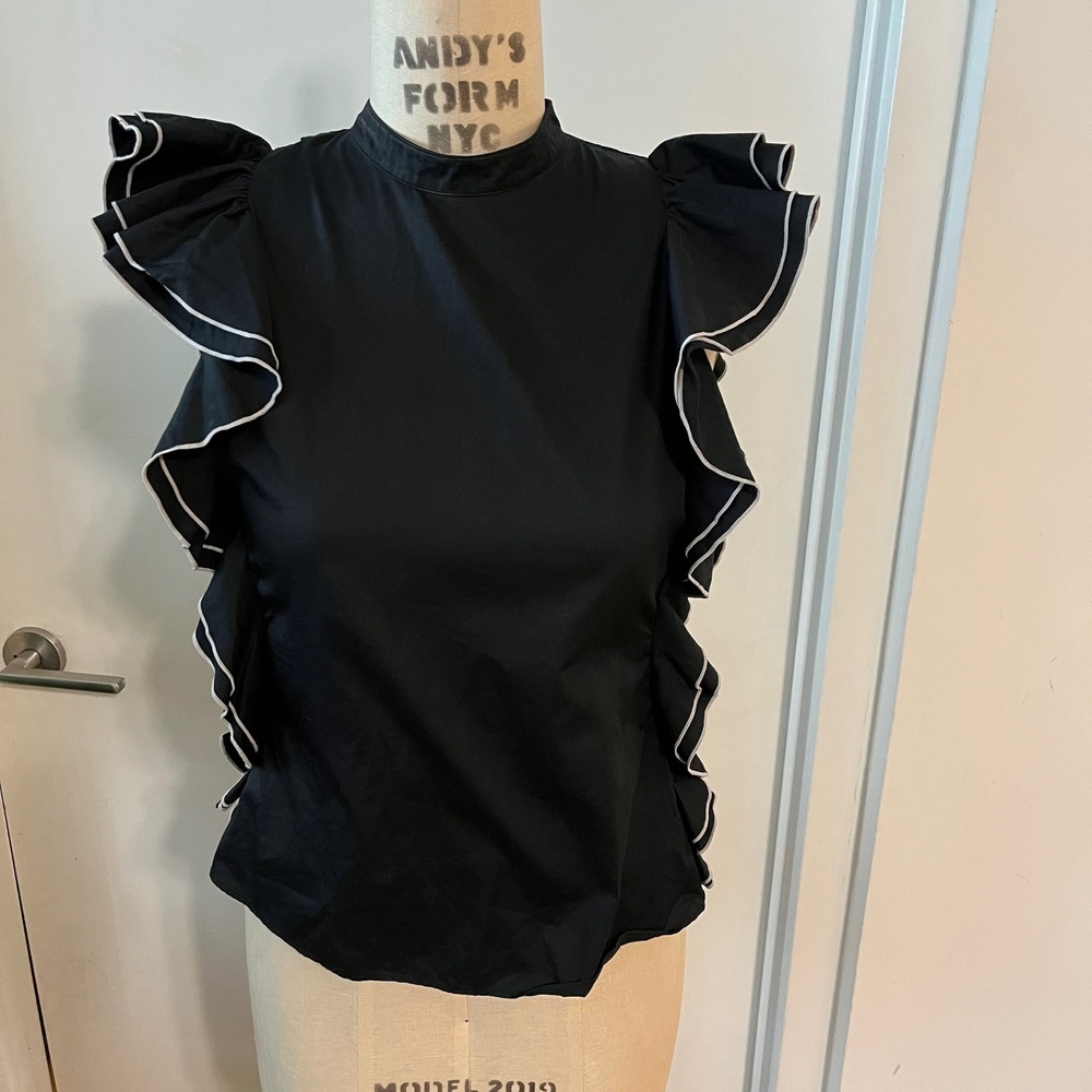SHAKUHACHI | Black Sleeveless Ruffle Open Back Whimsigoth Top Size‎ XS
